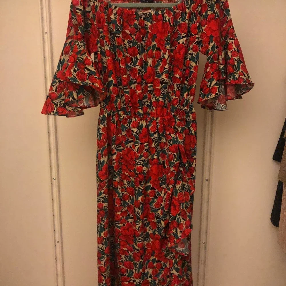 "Episode" Maxi Ruffled Slit, Off Shoulder Dress! - Picture 3 of 3